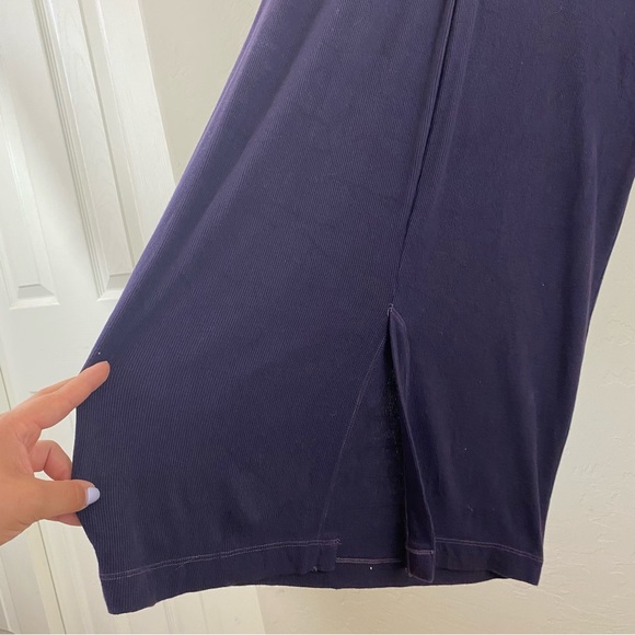 Anthropologie Splendid Size XL Purple Scoop Neck Ribbed Knit Body-con Midi Dress - Picture 7 of 7